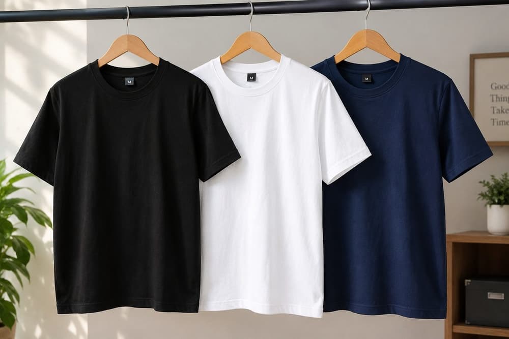 দেশেরহাট প্রিমিয়াম কটন টি-শার্ট কম্বো - Black, White, Navy 3 Pcs